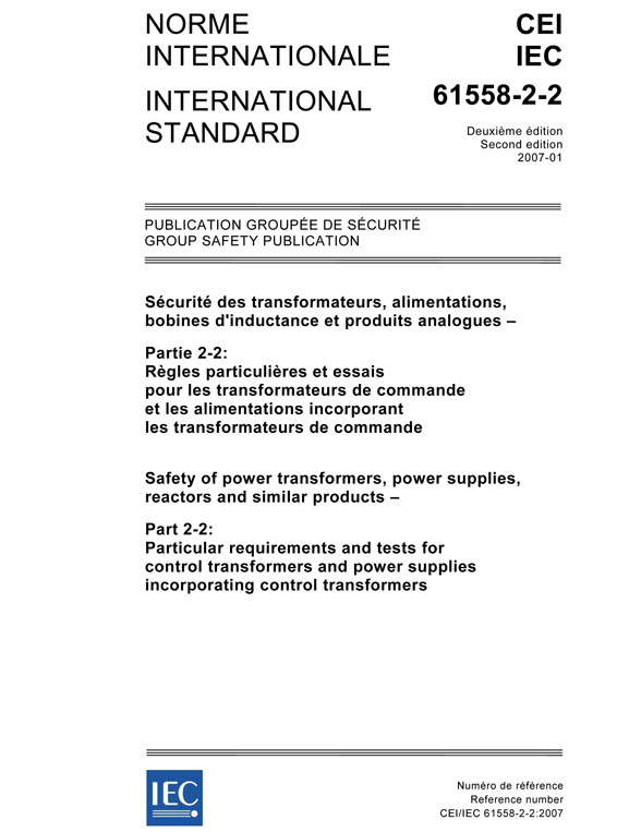 Cover IEC 61558-2-2:2007